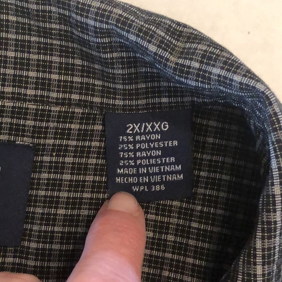 Haggar Collection button down black men’s 2XL short sleeve shirt rayon polyester - Picture 5 of 5